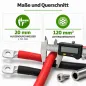Preview: 2m Batteriekabel 120mm² beidseitig M8 rot-schwarz Offgridtec – Messung des Außendurchmessers mit Messschieber