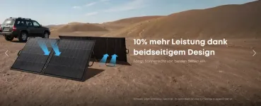 Zwei Anker PS100 Bifacial Panels in Wuestenlandschaft beidseitige Solarabsorption
