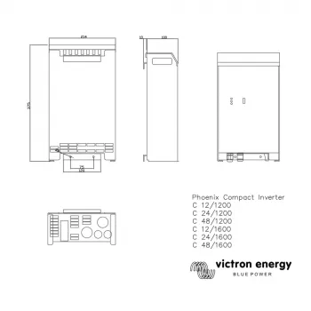 1300W 12V Sinus Wechselrichter Victron Phoenix Compact C12/1600 VE.Bus - Ansicht schraeg