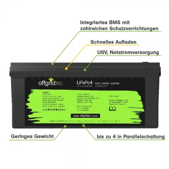 300Ah 12V LiFePO4 Pro Akku 3840Wh 12,8V BMS integriert