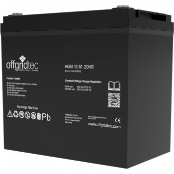 50Ah 12V Akku AGM Offgridtec Glasvlies