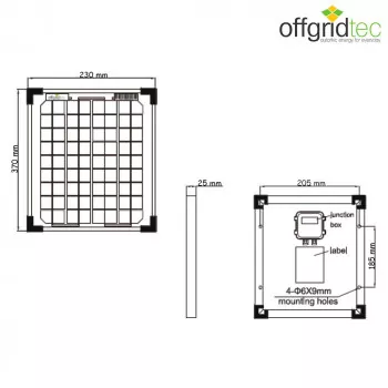 Abmessungen Solarmodul monokristallin