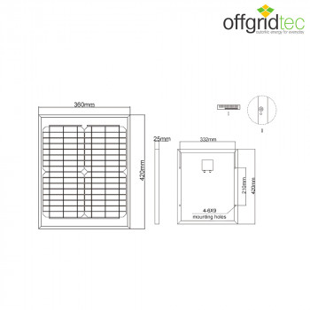 Abmessungen 20W Solarmodul monokristallin