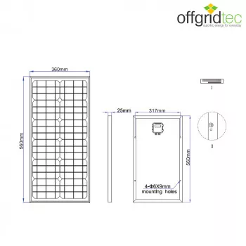 Abmessungen 30W Solarmodul monokristallin