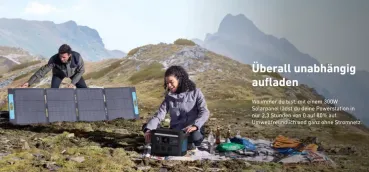 Anker Solix C800 Plus wird beim Zelten mit Solarpanel geladen – Outdoor Camping