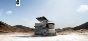 Anker SOLIX EverFrost 2 23L Outdoor-Hero in Bergland-Landschaft mit CES-2025-Award