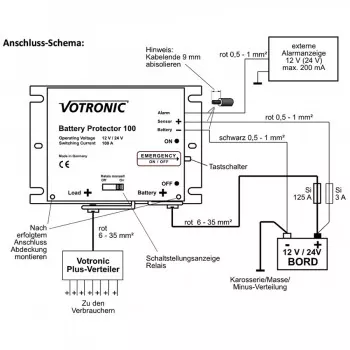 Anschluss-Schema Votronic Battery Protector 100A