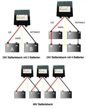 Schema 12V-Batterie-Ladungsausgleicher 24V oder 48V-Systeme