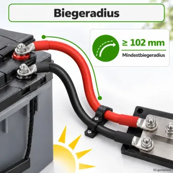 2m Batteriekabel 70mm² beidseitig M8 rot-schwarz Offgridtec – Mindestbiegeradius im Batteriefach