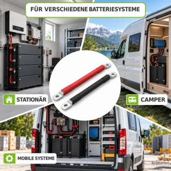 1m Batteriekabel 95mm² beidseitig M8 rot-schwarz Offgridtec – Einsatz in stationären Speichern, Camper und mobilen Systemen