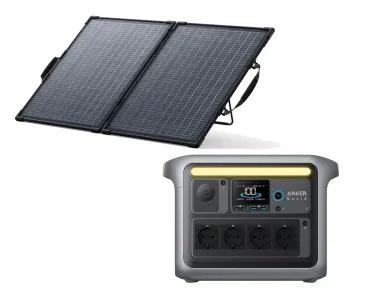 Anker SOLIX C1000 Set 1056Wh komplett: C1000 Powerstation mit PS100 bifazialem 100W Faltsolarpanel