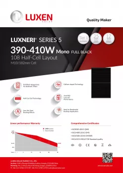 410W Full Black Solarmodul LUXPOWER SERIES 5 Luxen Solar