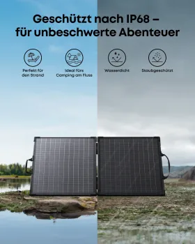 Anker SOLIX PS100 Solarpanel nach IP68 staub- und wasserdicht am Wasser