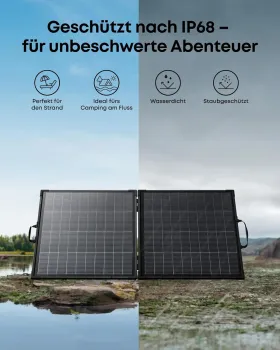 Anker SOLIX PS200 Solarpanel nach IP68 staub- und wasserdicht am Wasser