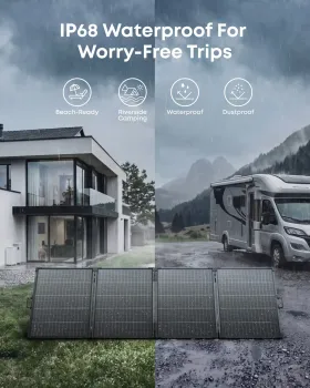 Anker SOLIX PS400 Solarpanel IP68 wasserdicht bei Regen am Wohnmobil