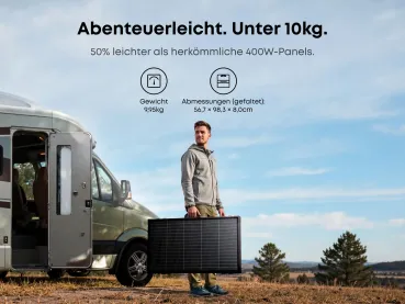 Anker SOLIX PS400 Solarpanel unter 10 kg am Wohnmobil getragen