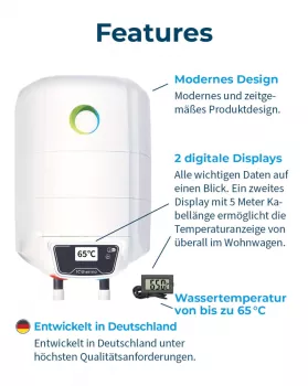 10l Fothermo Photovoltaischer Caravan Boiler - Warmwasserbereiter