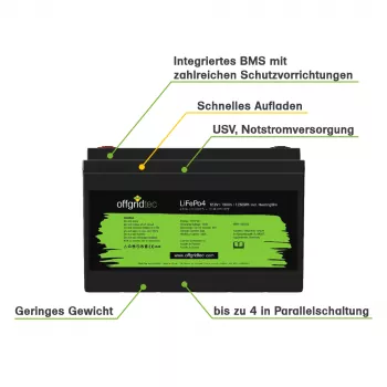 100Ah 12V LiFePO4 Pro Akku 1280Wh 12,8V mit BMS + Heizmatte
