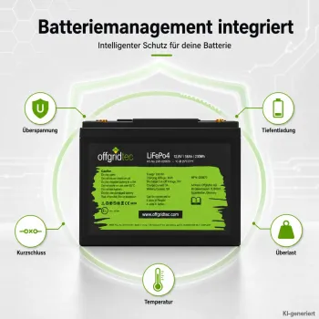 LiFePO4 Akku 12V 18Ah integriertes Batteriemanagementsystem Schutzfunktionen