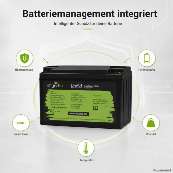 LiFePO4 Akku 12V 200Ah integriertes Batteriemanagementsystem Schutzfunktionen