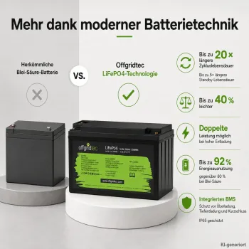 LiFePO4 Akku 12V 200Ah im Vergleich zur Blei-Saeure-Batterie Gewicht und Zyklen