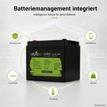 LiFePO4 Akku 12V 30Ah integriertes Batteriemanagementsystem Schutzfunktionen