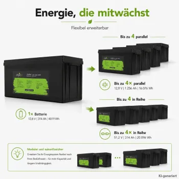 LiFePO4 Akku 12V 314Ah Erweiterung durch Parallel- und Reihenschaltung