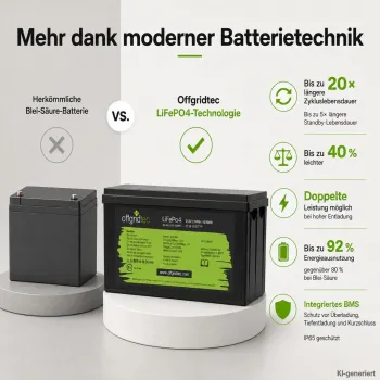 LiFePO4 Akku 12V 314Ah im Vergleich zur Blei-Saeure-Batterie Gewicht und Zyklen