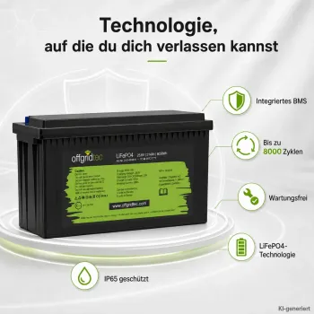 LiFePO4 Akku 24V 314Ah Uebersicht der Produktmerkmale BMS IP-Schutz und Zyklenzahl