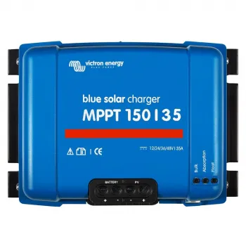 Victron BlueSolar MPPT 150/35 Draufsicht mit Leistungsdaten und Drehschalter
