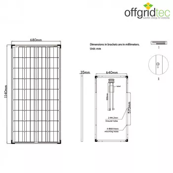 Abmessungen 150W Solarmodul monokristallin