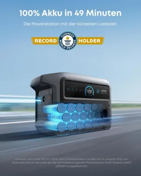 Anker SOLIX C1000X Gen 2: 100 Prozent Akku in 49 Minuten mit UltraFast-Ladung