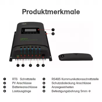 Merkmale 20A Mppt Pro-X Laderegler 12 - 24V Offgridtec