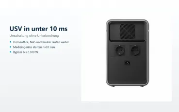 Anker SOLIX S2000 USV-Umschaltung in unter 10 ms