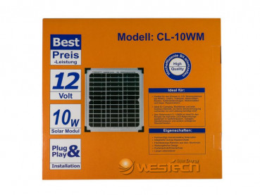 Daten 10 Watt Solarpanel 12V monokristallin CL-10 WM