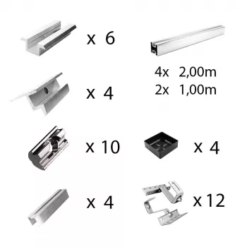 Befestigungs-Set für 4 Solarmodule Rahmenhöhe 30mm für Dachziegel Schrägdachmontage