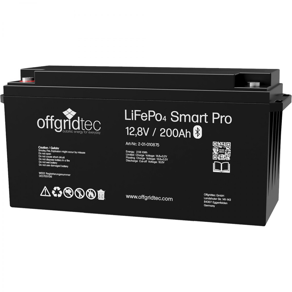 200Ah Lithium-Akku 12V LiFePo4 Smart-Pro 12/100 2560Wh 12,8V