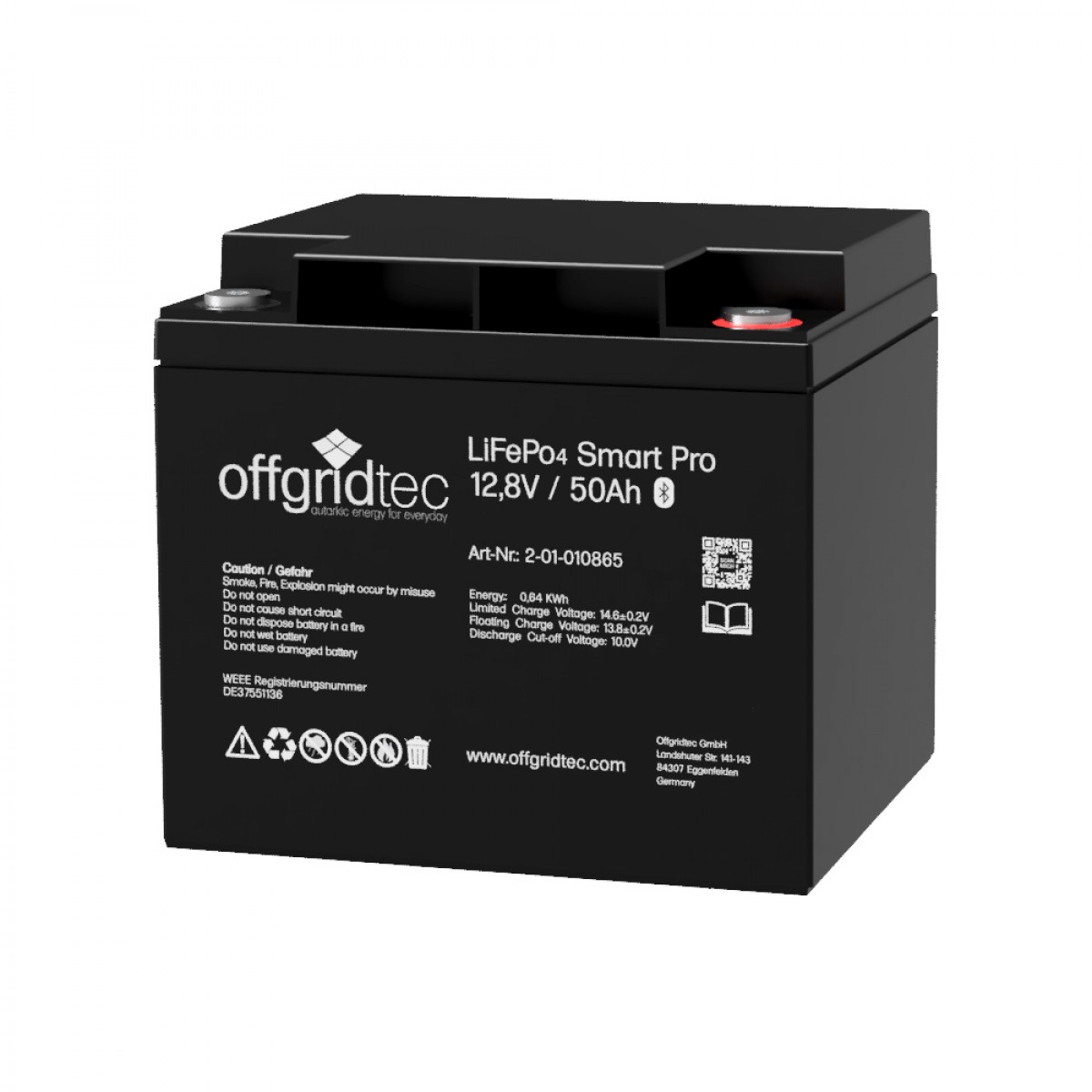 50Ah Lithium-Akku 12V LiFePo4 Smart-Pro 12/50 Batterie 640Wh 12,8V