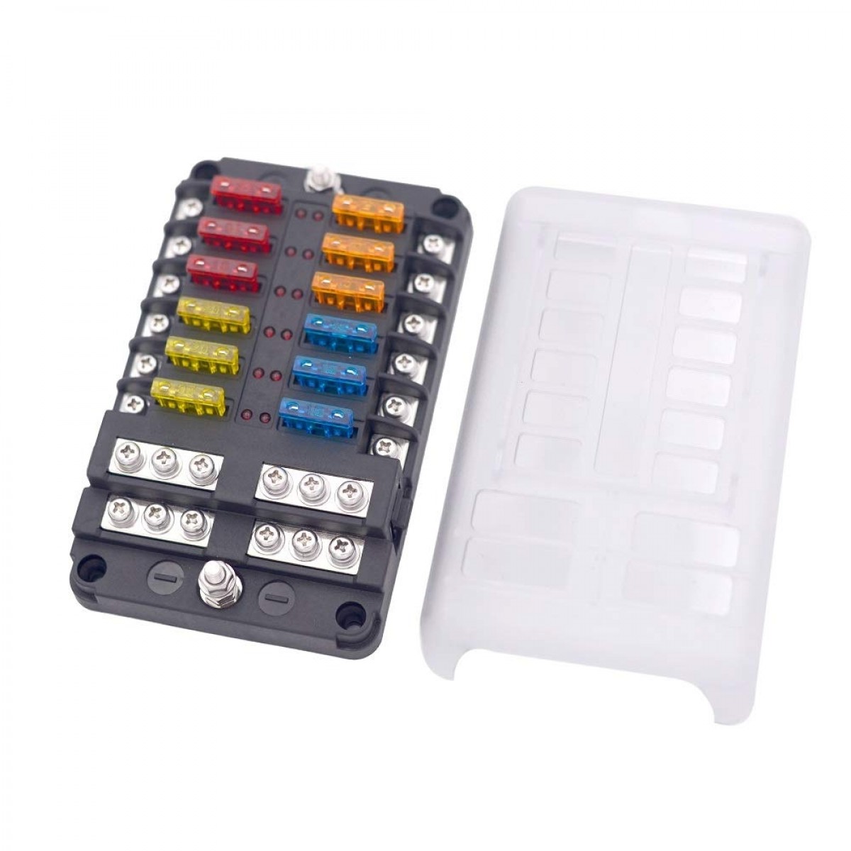 innislink Sicherungshalter Kfz 12 Fach, Sicherungskasten mit  Flachsicherungen 5A 10A 15A 20A, LED-Anzeige, Schutzabdeckung, ATO  Sicherungsblock Fuse Box Sicherungsträger für Auto, Boot, Van, Suv, LKW :  : Auto & Motorrad