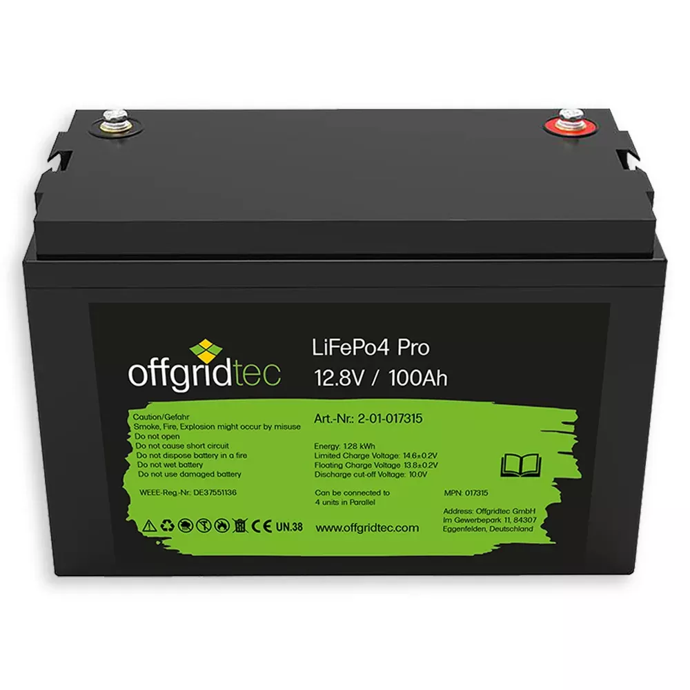 100Ah 12V LiFePo4 Pro Lithiumakku 12/100 1280Wh 12,8V Offgridtec