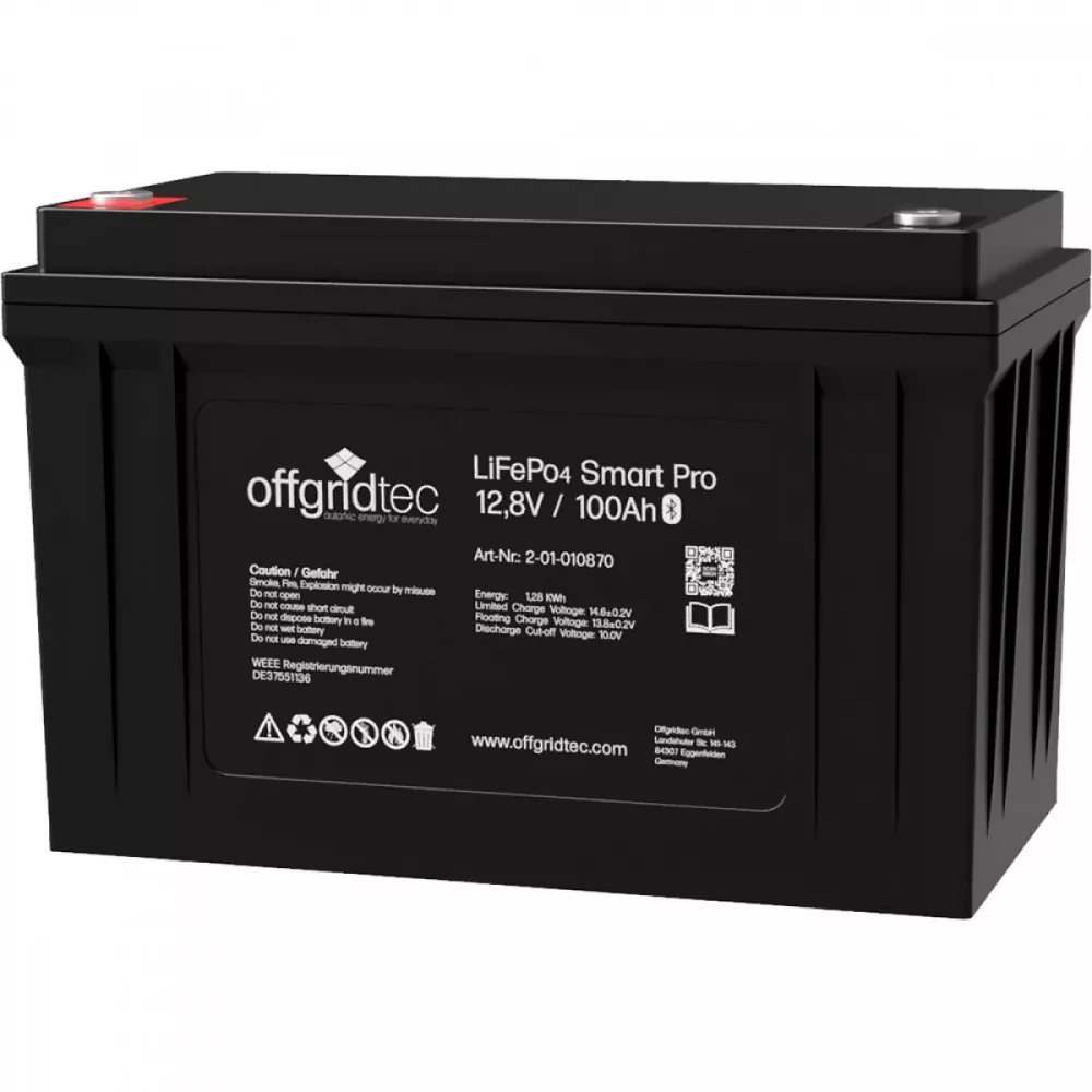100Ah Lithium-Akku 12V LiFePo4 Smart-Pro Batterie 1280Wh 12,8V 100Ah Lithium-Akku 12V LiFePo4 Smart-Pro Batterie 1280Wh 12,8V