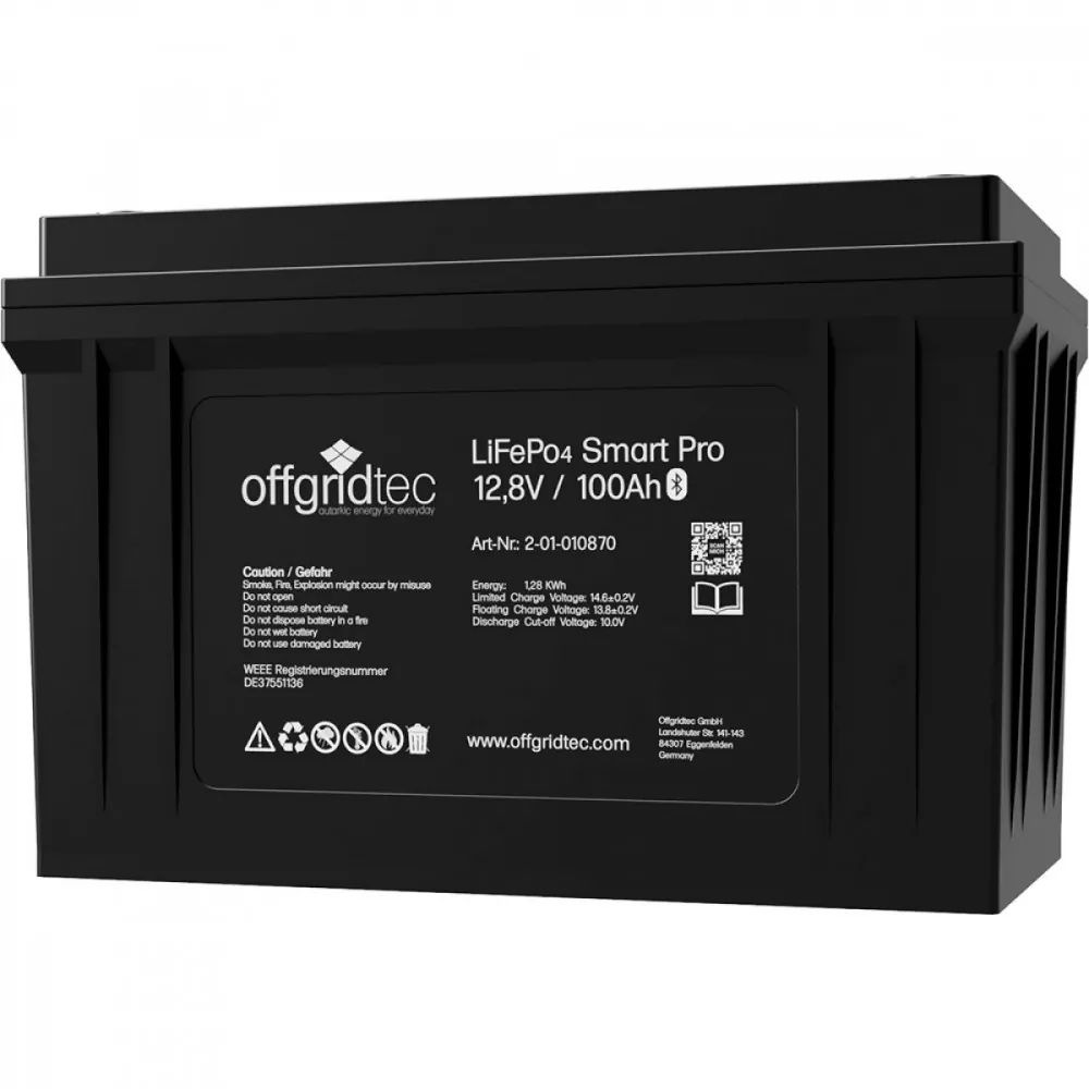 100Ah Lithium-Akku 12V LiFePo4 Smart-Pro 12/100 Batterie 1280Wh 12,8V 100Ah Lithium-Akku 12V LiFePo4 Smart-Pro 12/100 Batterie 1280Wh 12,8V