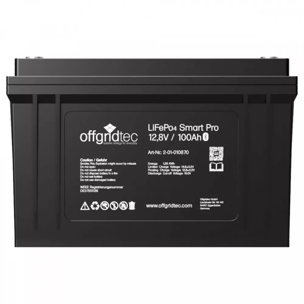 Front 100Ah Lithium-Akku 12V LiFePo4 Smart-Pro 12/100 Batterie 1280Wh 12,8V Front 100Ah Lithium-Akku 12V LiFePo4 Smart-Pro 12/100 Batterie 1280Wh 12,8V