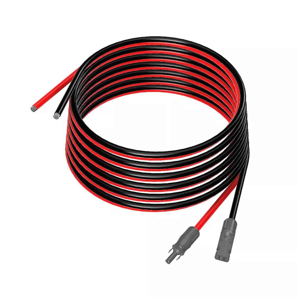 Solarkabel vorkonfektioniert 10m doppeladrig mit MC4-Stecker und -Buchse, 6mm² Kabelquerschnitt