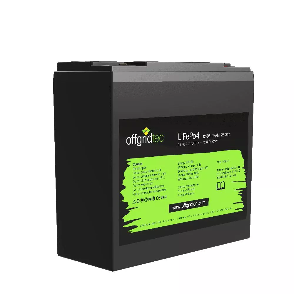 LiFePO4 Akku 12V 18Ah - Lithium Eisenphosphat Batterie 224Wh mit BMS LiFePO4 Akku 12V 18Ah - Lithium Eisenphosphat Batterie 224Wh mit BMS