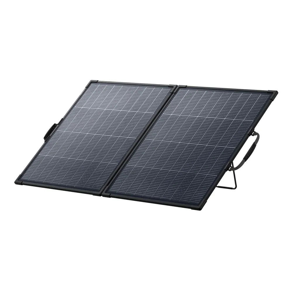 200W Solarpanel bifazial Anker SOLIX PS200 aufgeklappt mit Alurahmen und Standfuss