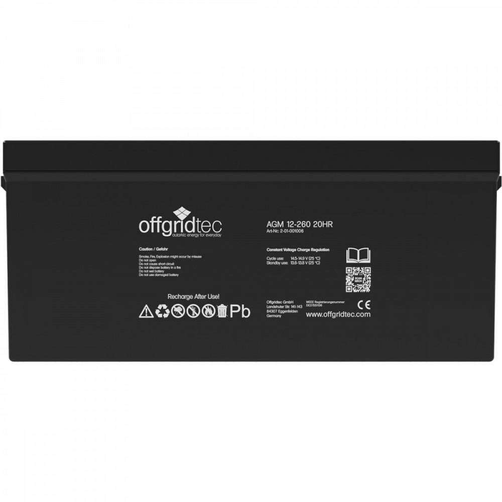 Seitenansicht 260Ah 12V AGM Akku Seitenansicht 260Ah 12V AGM Akku
