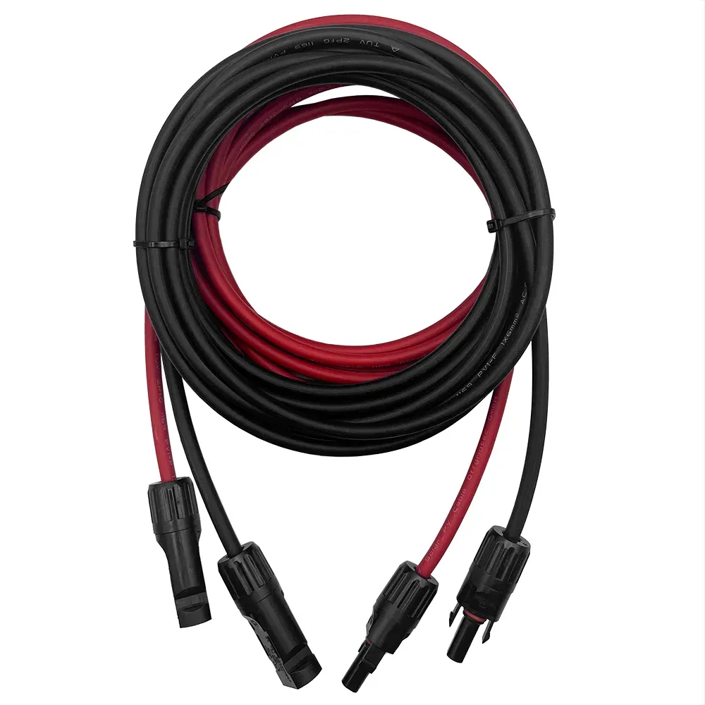 2x 5m MC4 zu MC4 Verbindungskabel 6mm² rot/schwarz Verlängerung - Kabelpaar rot und schwarz mit MC4