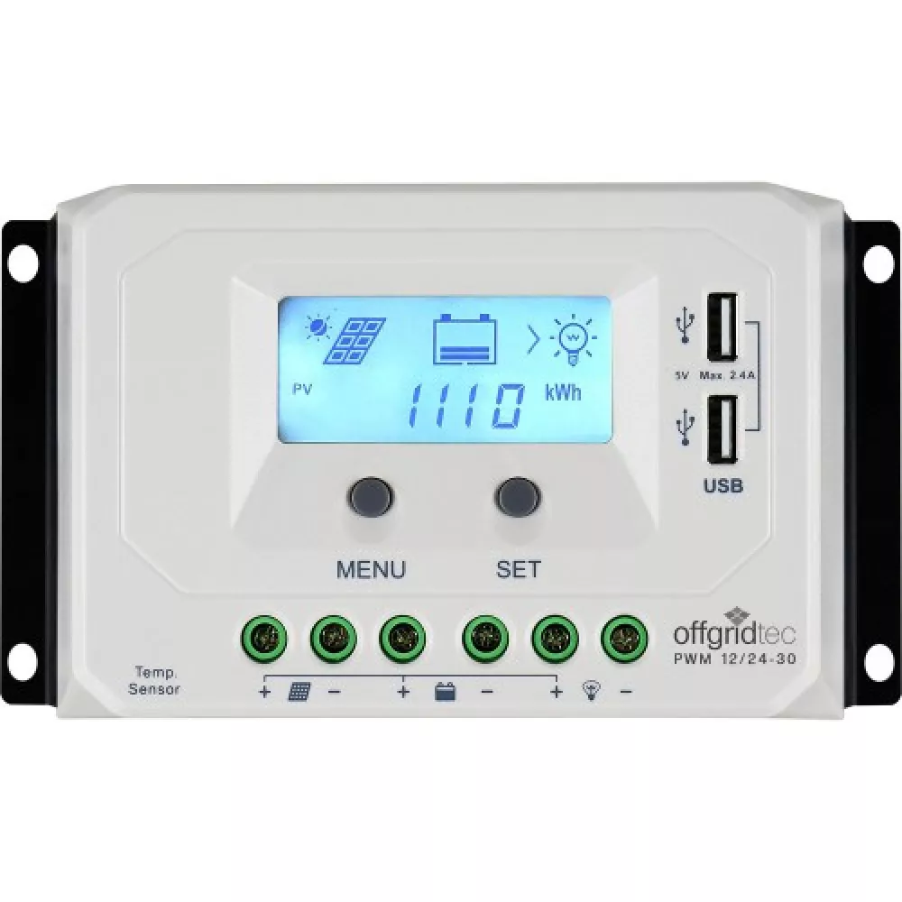 30A PWM Laderegler Pro 12V-24V mit USB