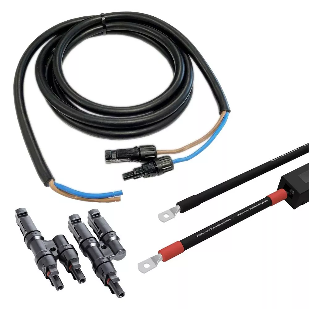 PV-Kabel, Y-Stecker und Batteriekabel mit Sicheurngshalter PV-Kabel, Y-Stecker und Batteriekabel mit Sicheurngshalter